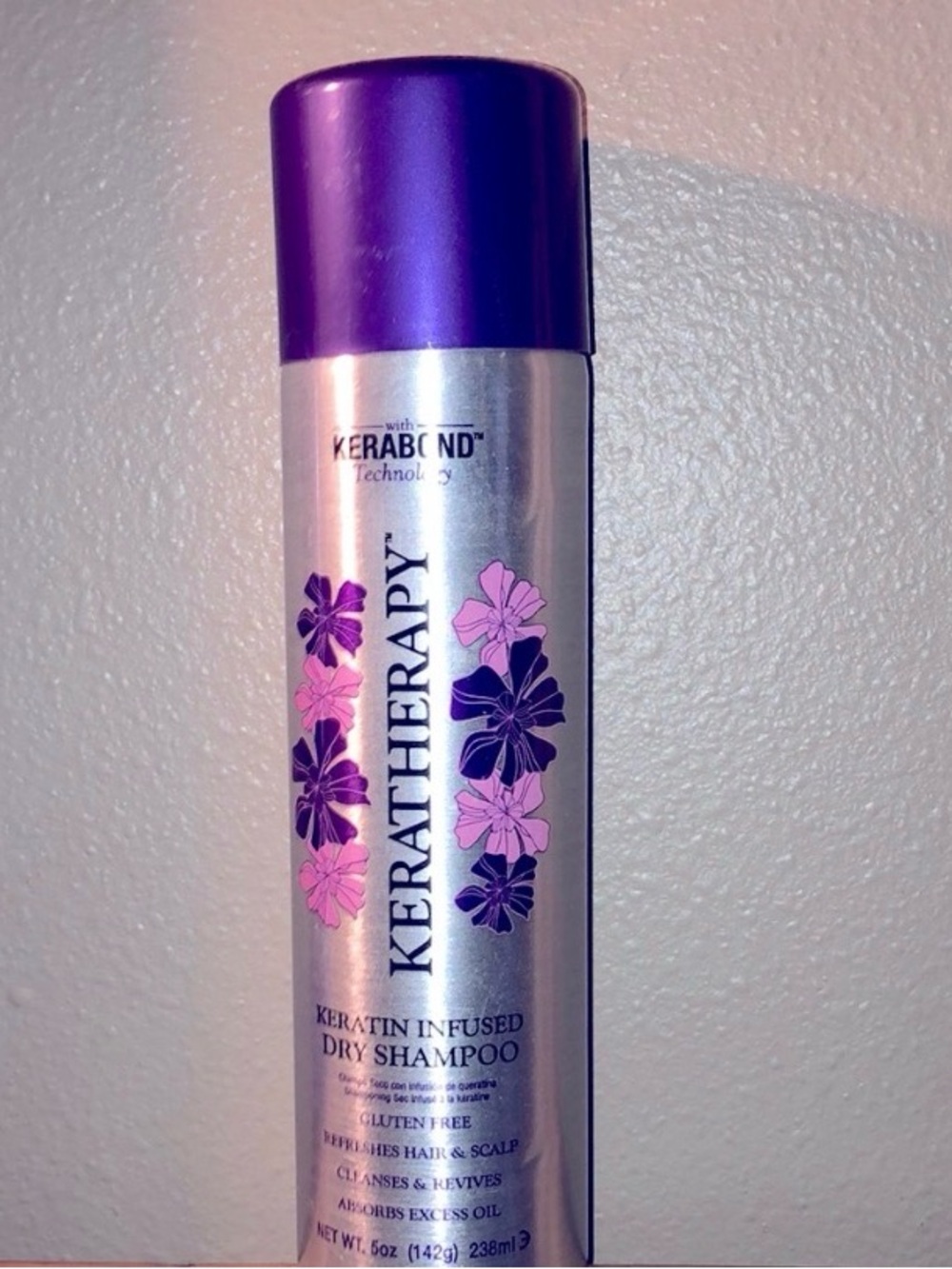 therapy Silver & Purple Keratin-Infused Dry Shampoo with Pink Floral Accents